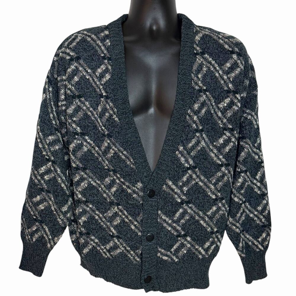 VINTAGE 80s 90s MENS MICHAEL GERALD GRANDPA DAD CARDIGAN SWEATER GRUNGE RETRO M